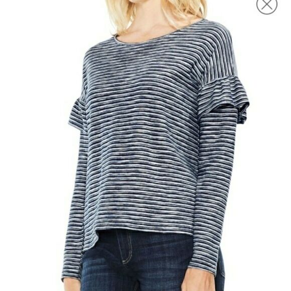 Vince Camuto Ruffle Top Medium Dawkins Blue - Picture 1 of 4